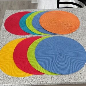 Crate & Barrel Colorful Round Placemats Set of 9